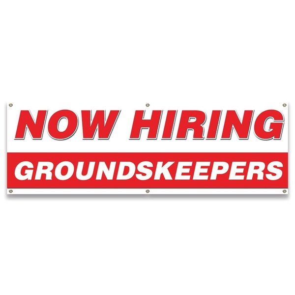 Signmission Now Hiring Groundskeepers Banner Apply Inside Accepting Application Single Sided B-72-30253 - main